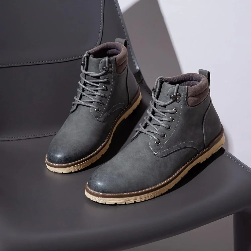 〽️Men's Chukka Hiking Boots Grey Comfortable Waterproof Casual Lace Up Shoes